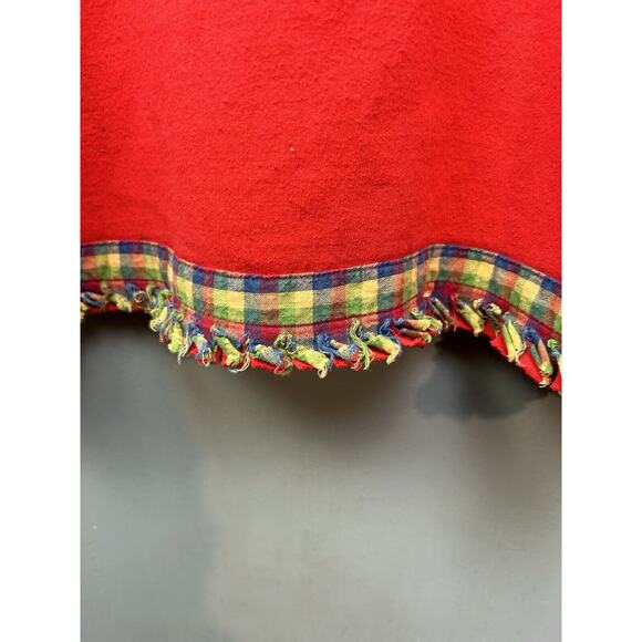 Vintage Snowman Sweatshirt Christmas Womens XL Red Stitched Hanes Plaid Trim - Picture 7 of 8